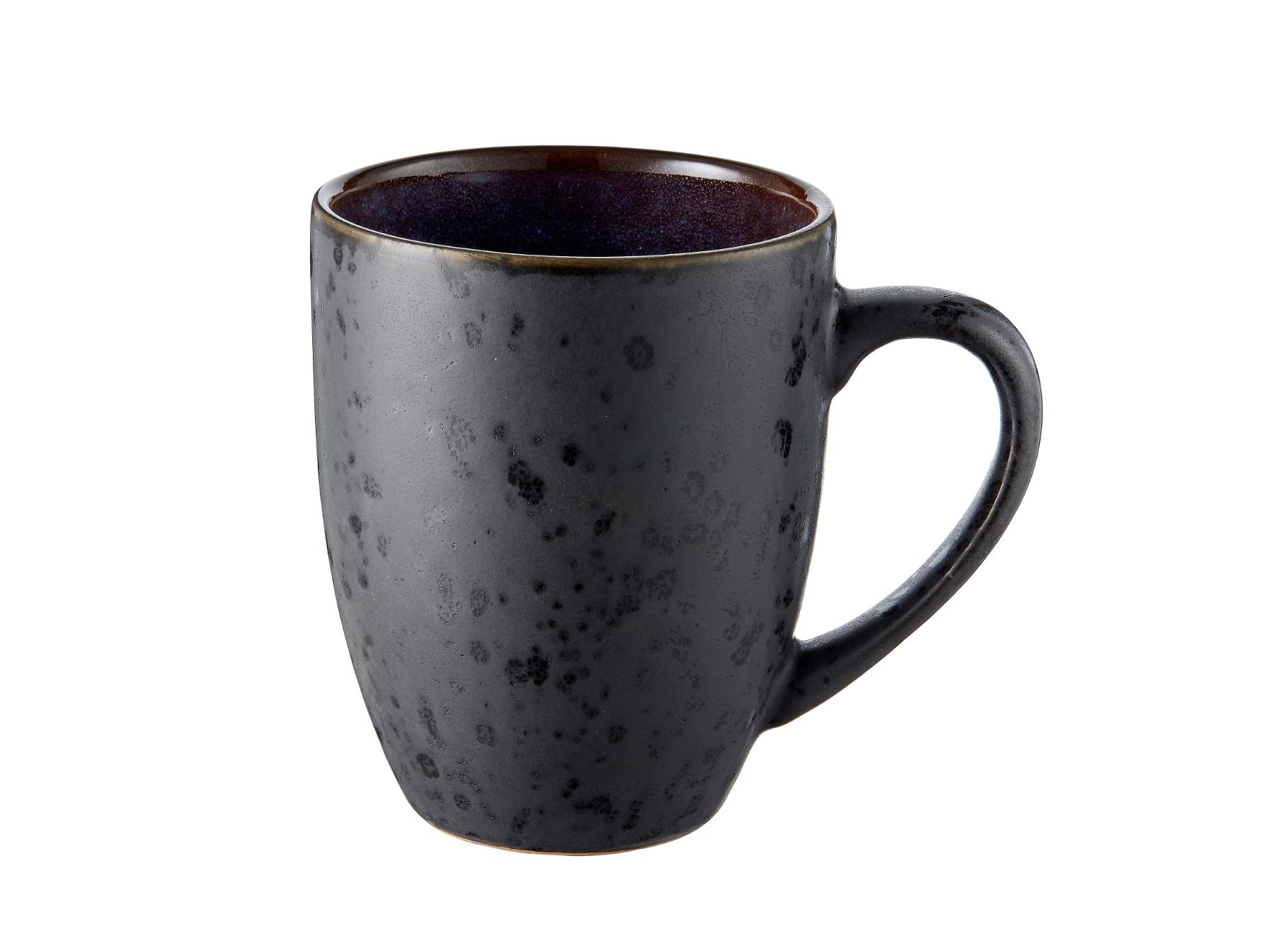 Bitz koffie / thee) mok (300ml) van zwart aardewerk met (donker) gekleurde binnenkant (4-Delig) - Accessoire Loods