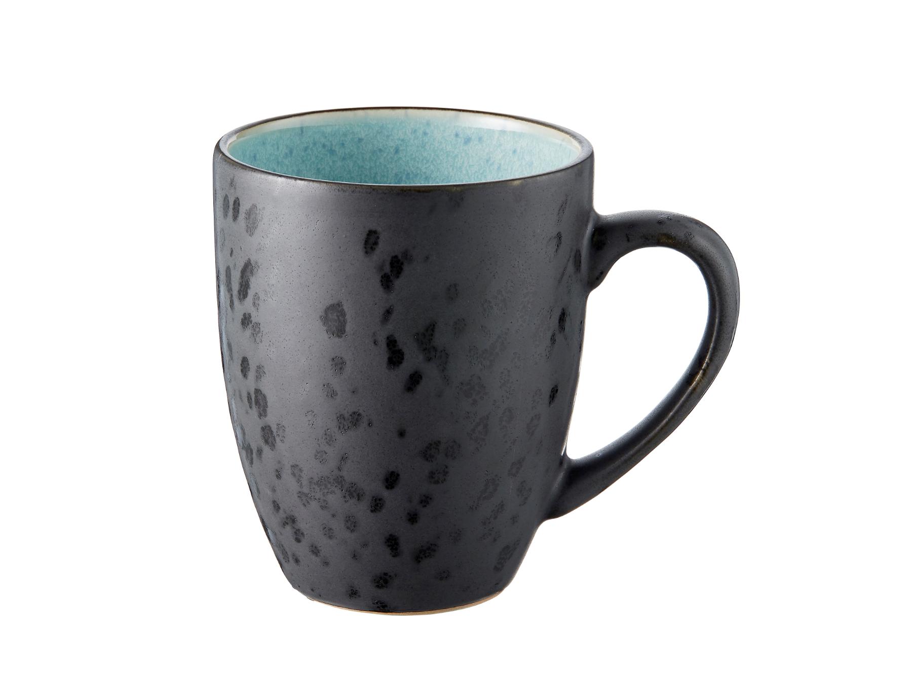 Bitz koffie / thee) mok (300ml) van zwart aardewerk met (donker) gekleurde binnenkant (4-Delig) - Accessoire Loods