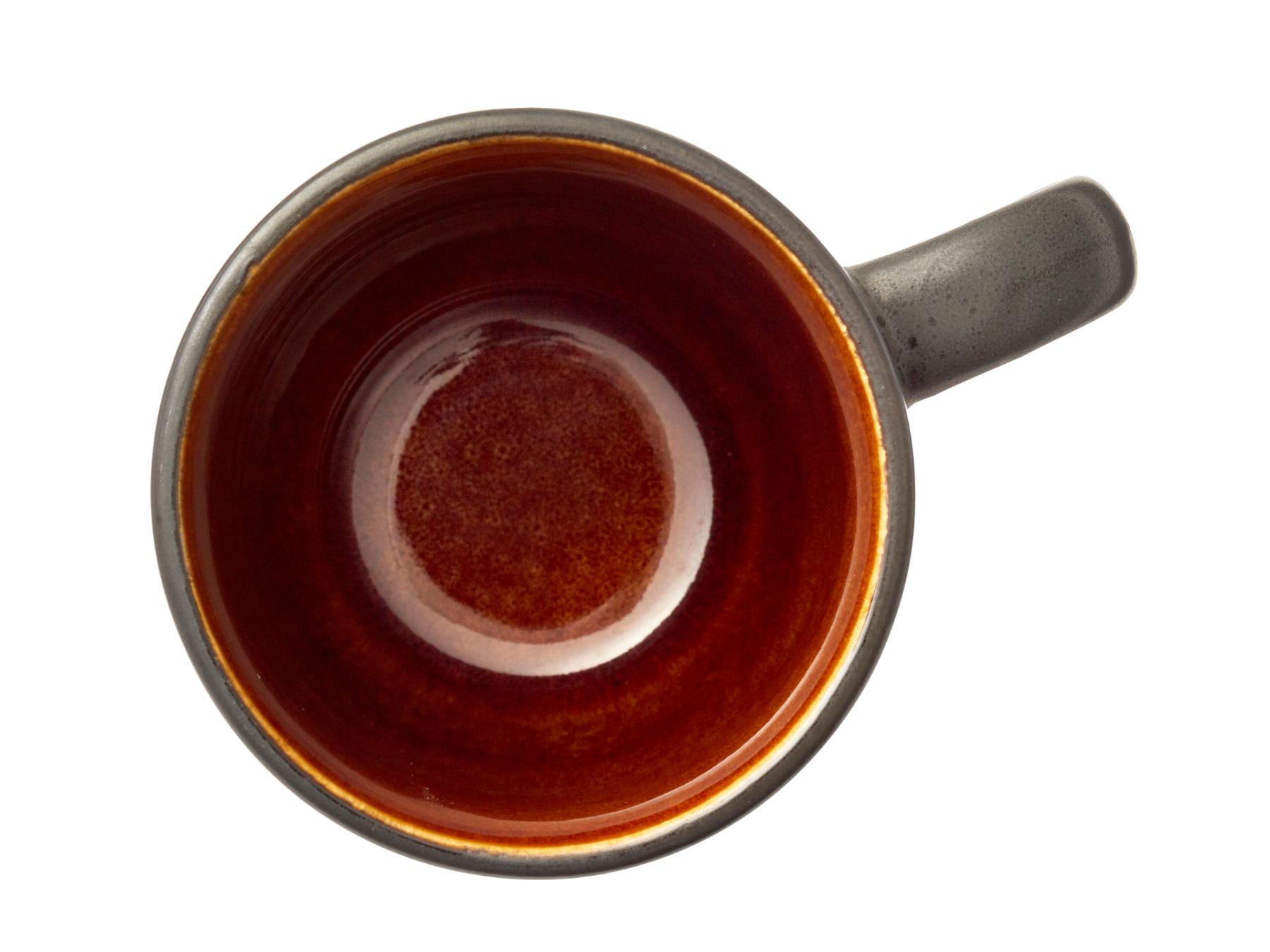 Bitz koffie / thee) mok (300ml) van zwart aardewerk met (donker) gekleurde binnenkant (4-Delig) - Accessoire Loods