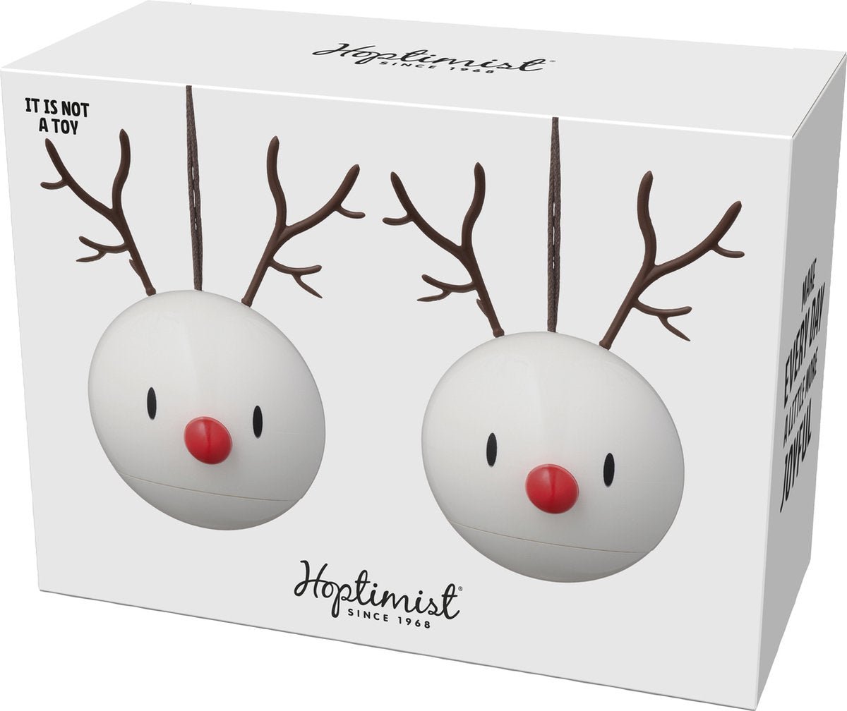 Hoptimist Rendier Ornament 2 stuks Wit - Hoptimist - Accessoire Loods