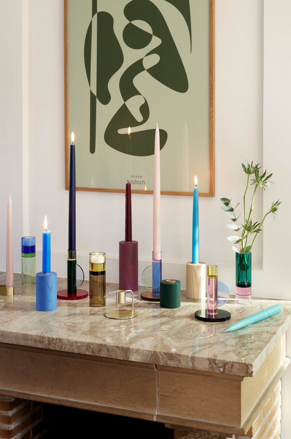 Astro Tealight Holder Green/Blue - Hübsch - Accessoire Loods