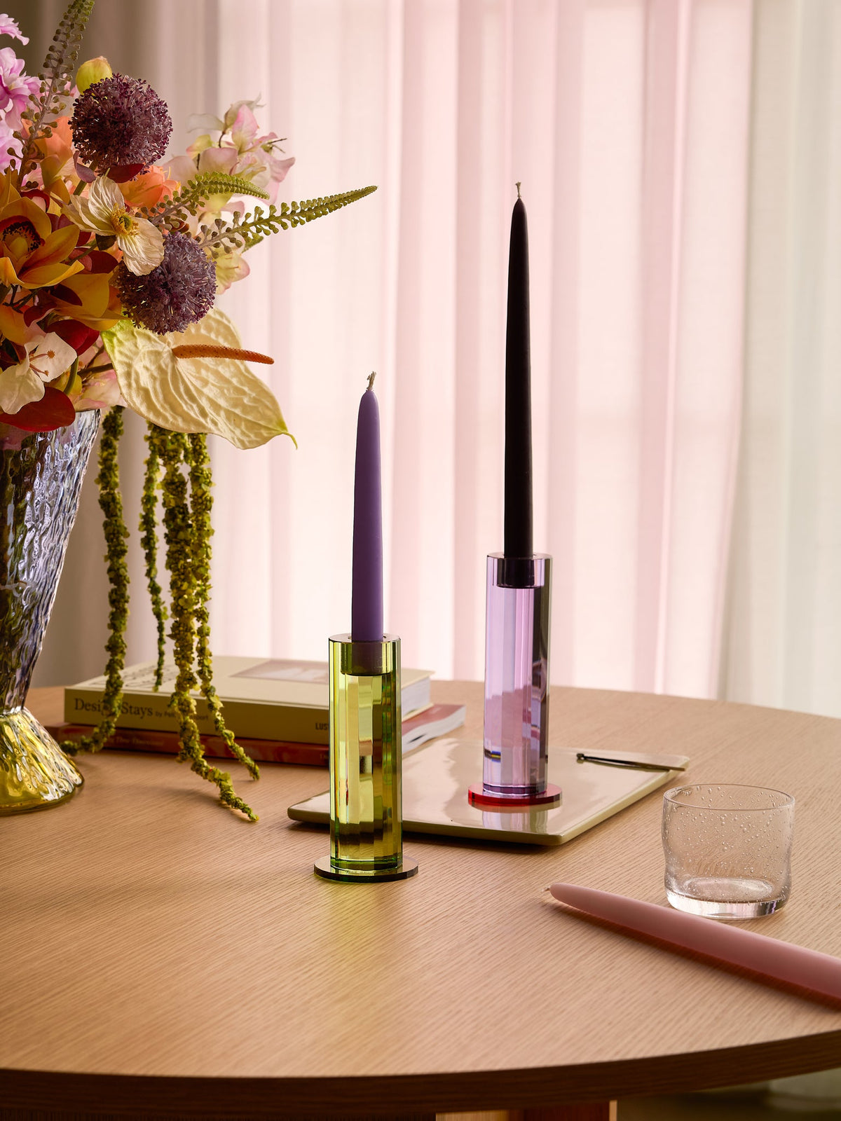 Cut Candleholder Purple (set of 2) - Hübsch - Accessoire Loods