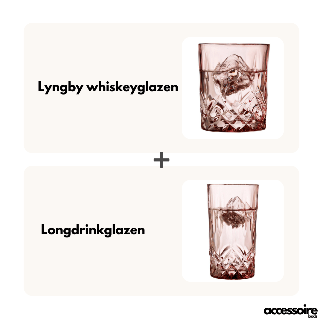 Lyngby Longdrinkglazen - Lyngby whiskeyglazen - set - Roze