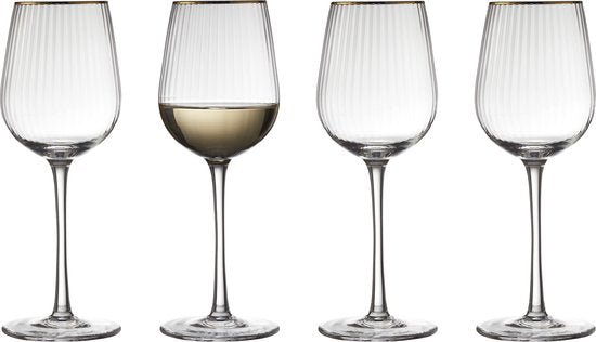 Lyngby Glas - Palermo Gold - Wit wijnglas 30 cl - Set van 4 - Lyngby Glas - Accessoire Loods