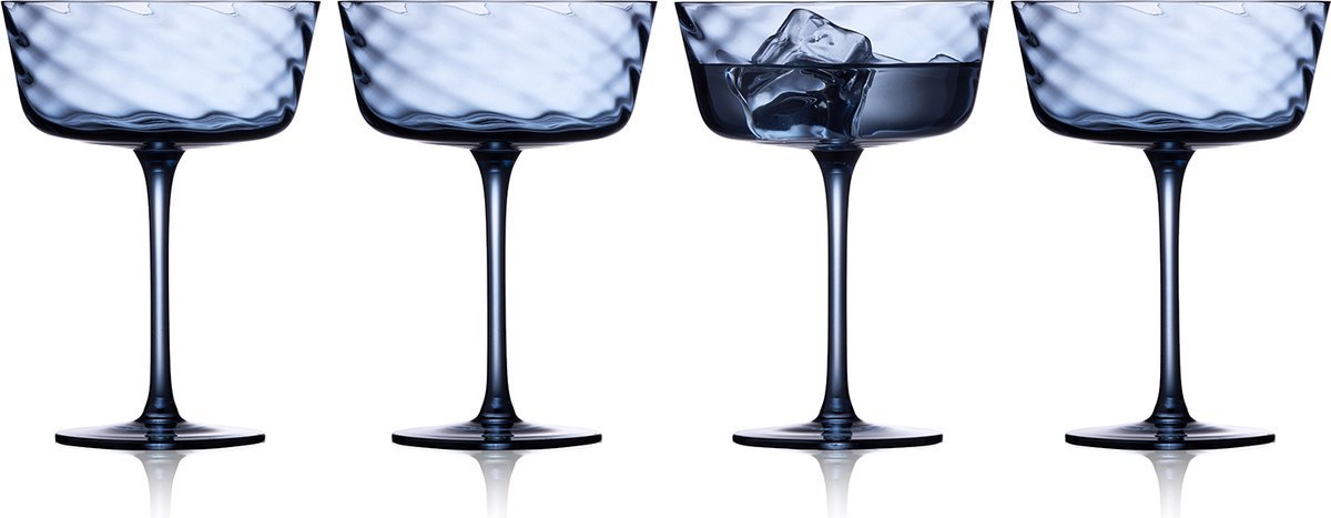Lyngby Glas - Vienna - Mondgeblazen champagne kommen 4x 35 cl - Blauw - Lyngby Glas - Accessoire Loods
