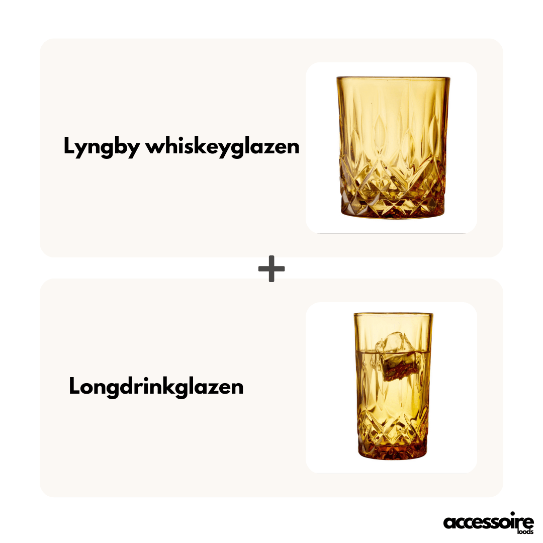 Lyngby Longdrinkglazen - Lyngby whiskeyglazen - set - Amber - Lyngby Glas - Accessoire Loods