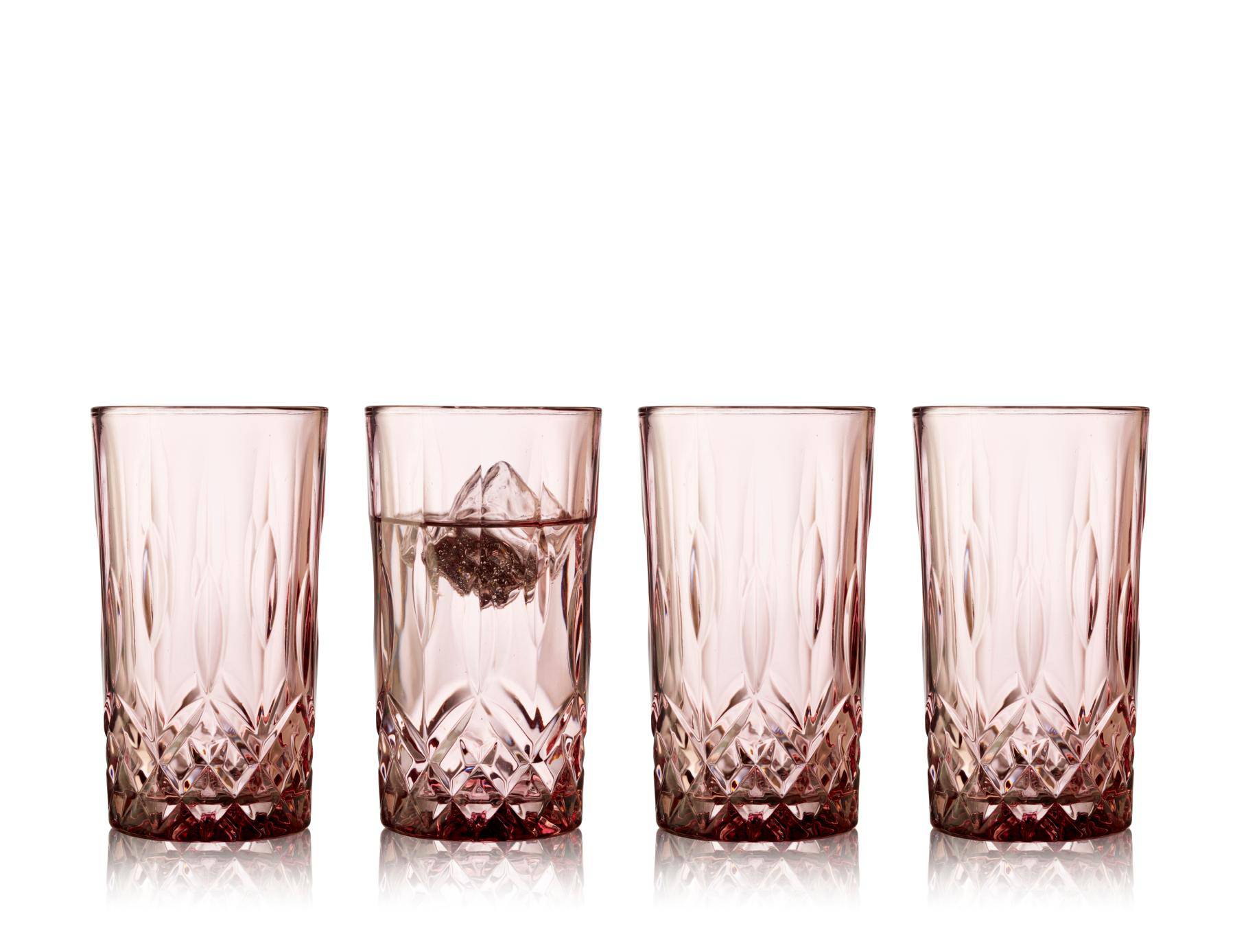 Lyngby Longdrinkglazen - Lyngby whiskeyglazen - set - Roze - Lyngby Glas - Accessoire Loods