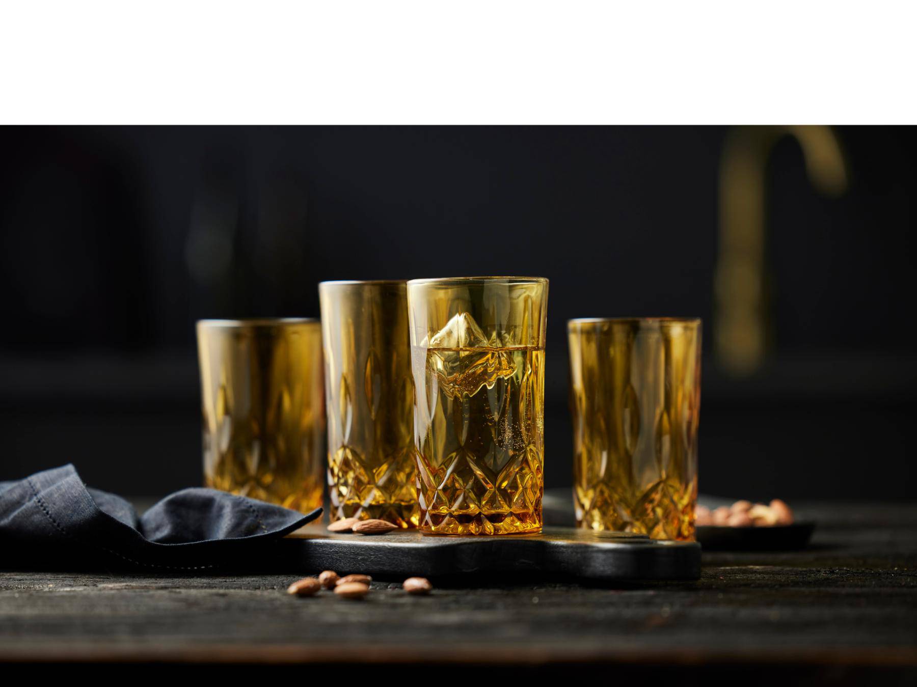 Lyngby Longdrinkglazen Sorrento (Amber - 380ml) - set van 4 stuks - Lyngby Glas - Accessoire Loods