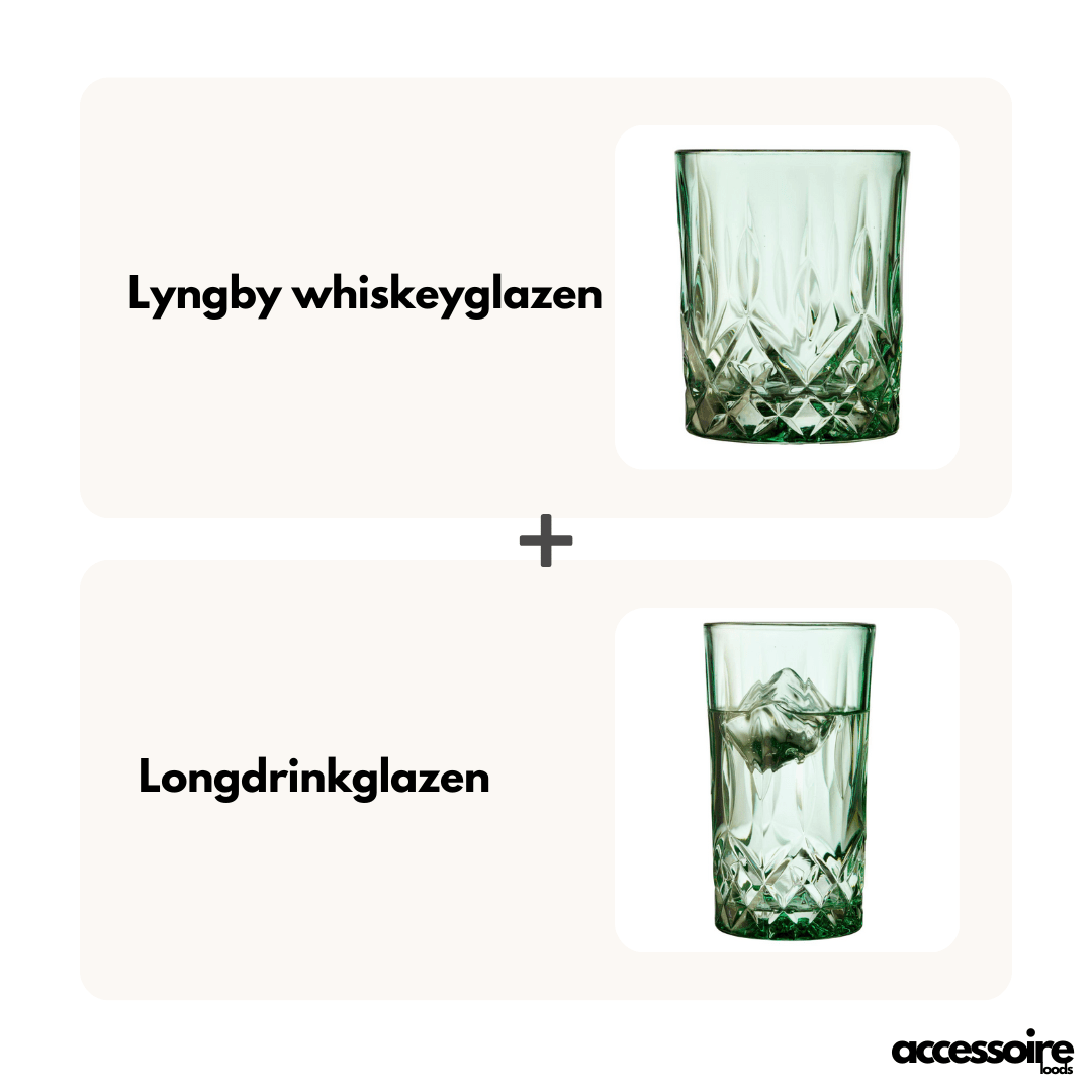 Lyngby Longdrinkglazen - whiskeyglazen - Set van 2 - Groen - Lyngby Glas - Accessoire Loods