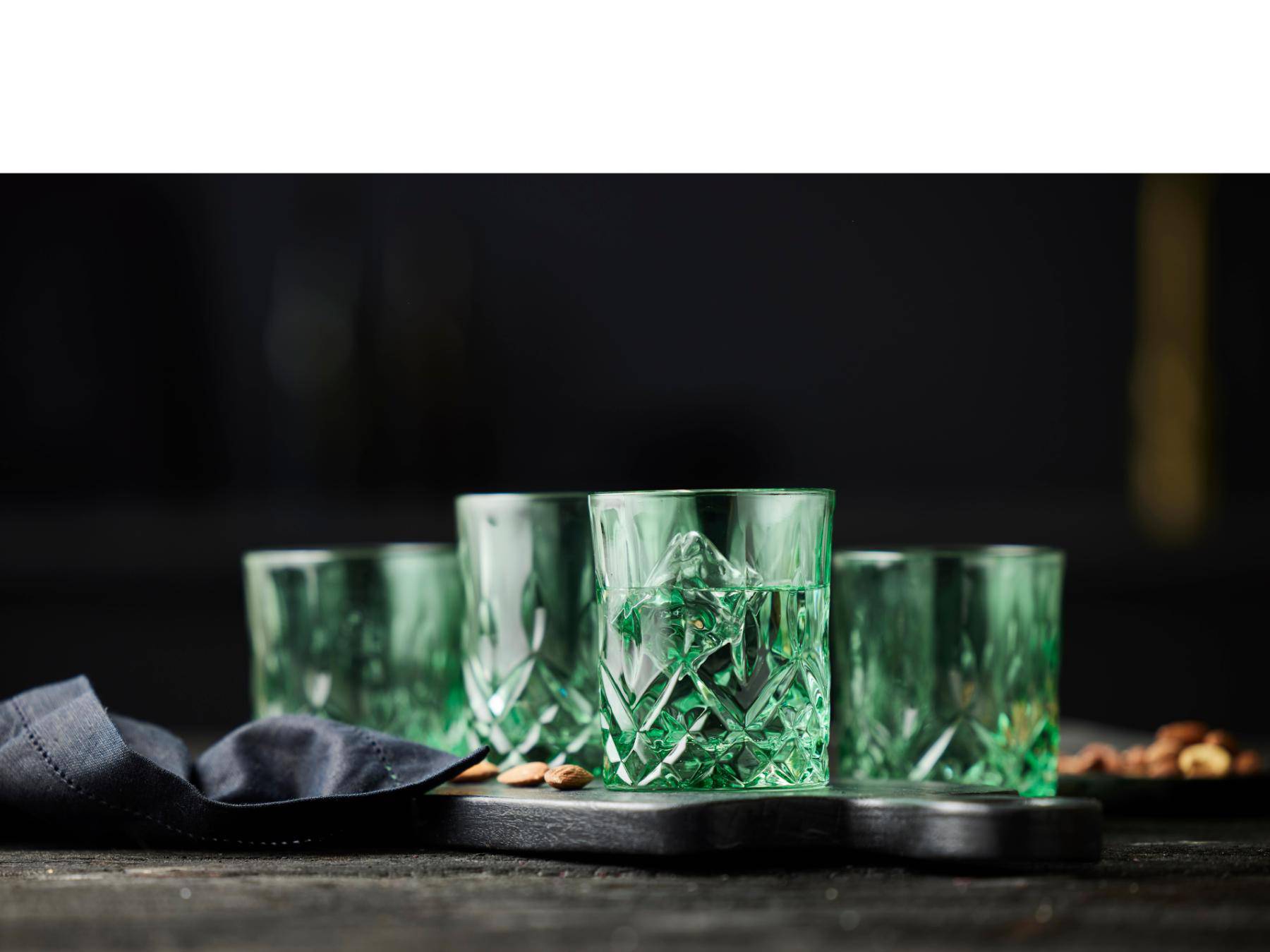Lyngby Whiskey Glazen Sorrento (Groen - 320ml) - set van 4 stuks - Lyngby Glas - Accessoire Loods