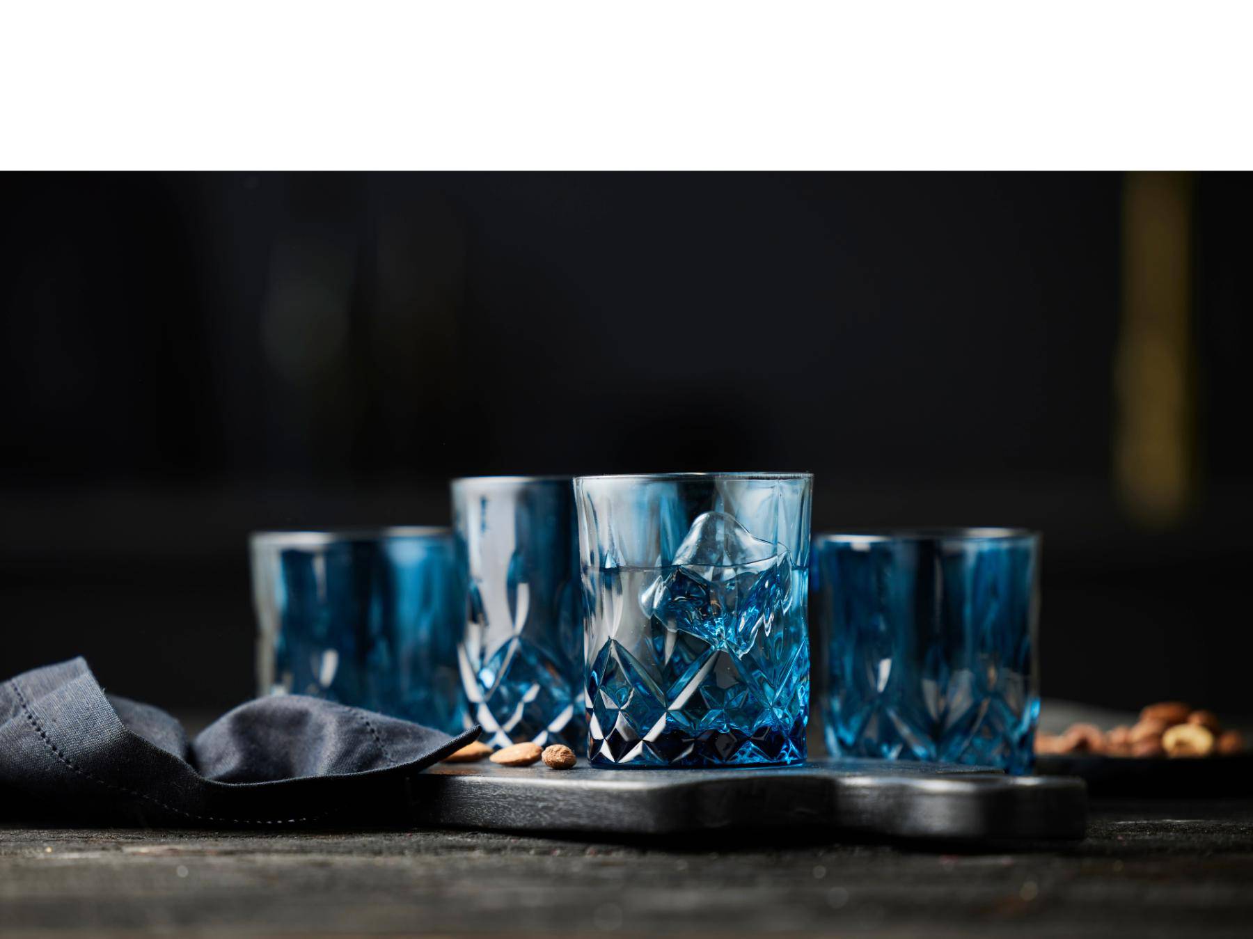 Lyngby Whiskey Glazen Sorrento (Blauw - 320ml) - set van 4 stuks - Accessoire Loods