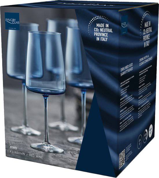 Lyngby Glas Krystal Zero Rode wijnglas 54 cl 4 st. Blauw