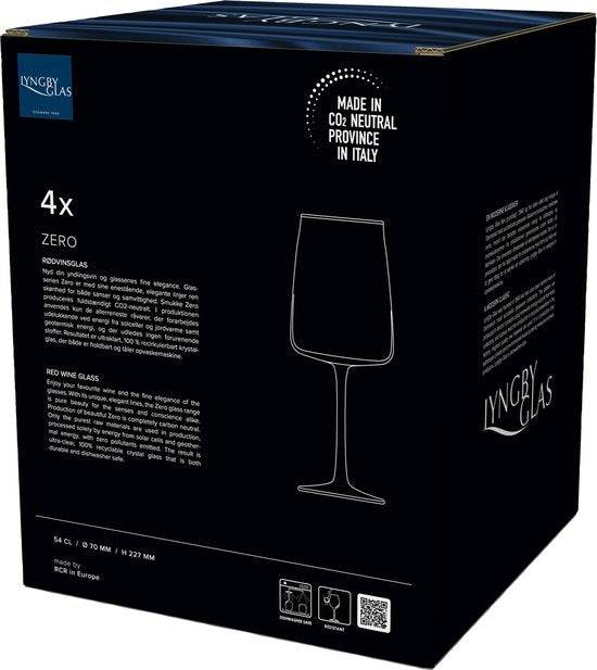 Lyngby Glas Krystal Zero Rode wijnglas 54 cl 4 st. Blauw