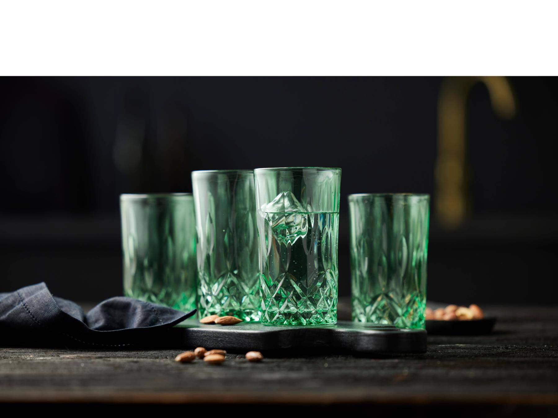 Lyngby Longdrinkglazen Sorrento (Groen - 380ml) - set van 4 stuks - Accessoire Loods