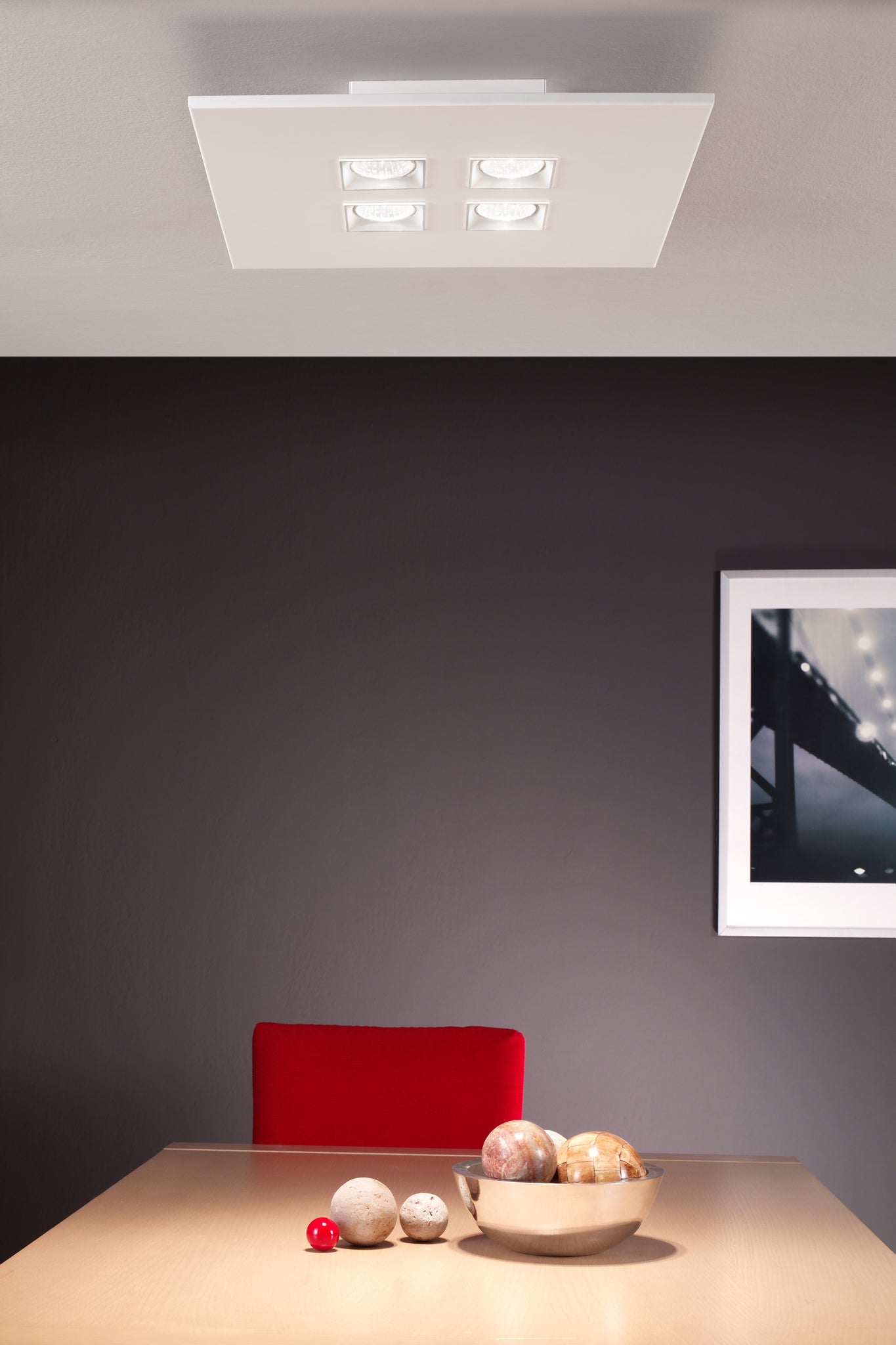 Polifemo squared ceiling lamp GU10 4 lights textured white - Milan - Accessoire Loods