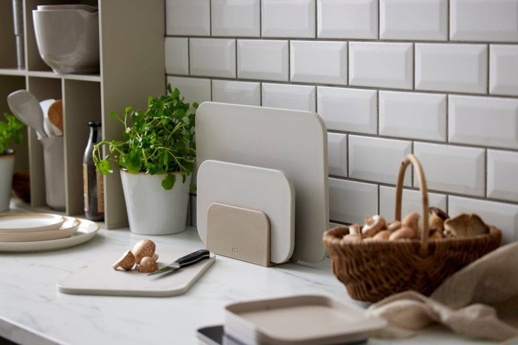 Rosti Snijplank Choptima set van 3 maten + houder - kleur Humus - Rosti - Accessoire Loods