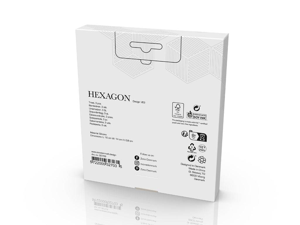 Zone Denmark - Set van 3 onderzetters - Hexagon