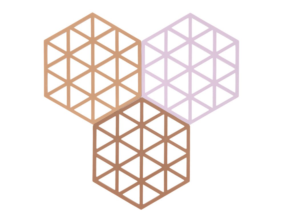 Zone Denmark - Set van 3 onderzetters - Triangles - Licht Terracotta/Lupine/Amandel - Zone Denmark - Accessoire Loods