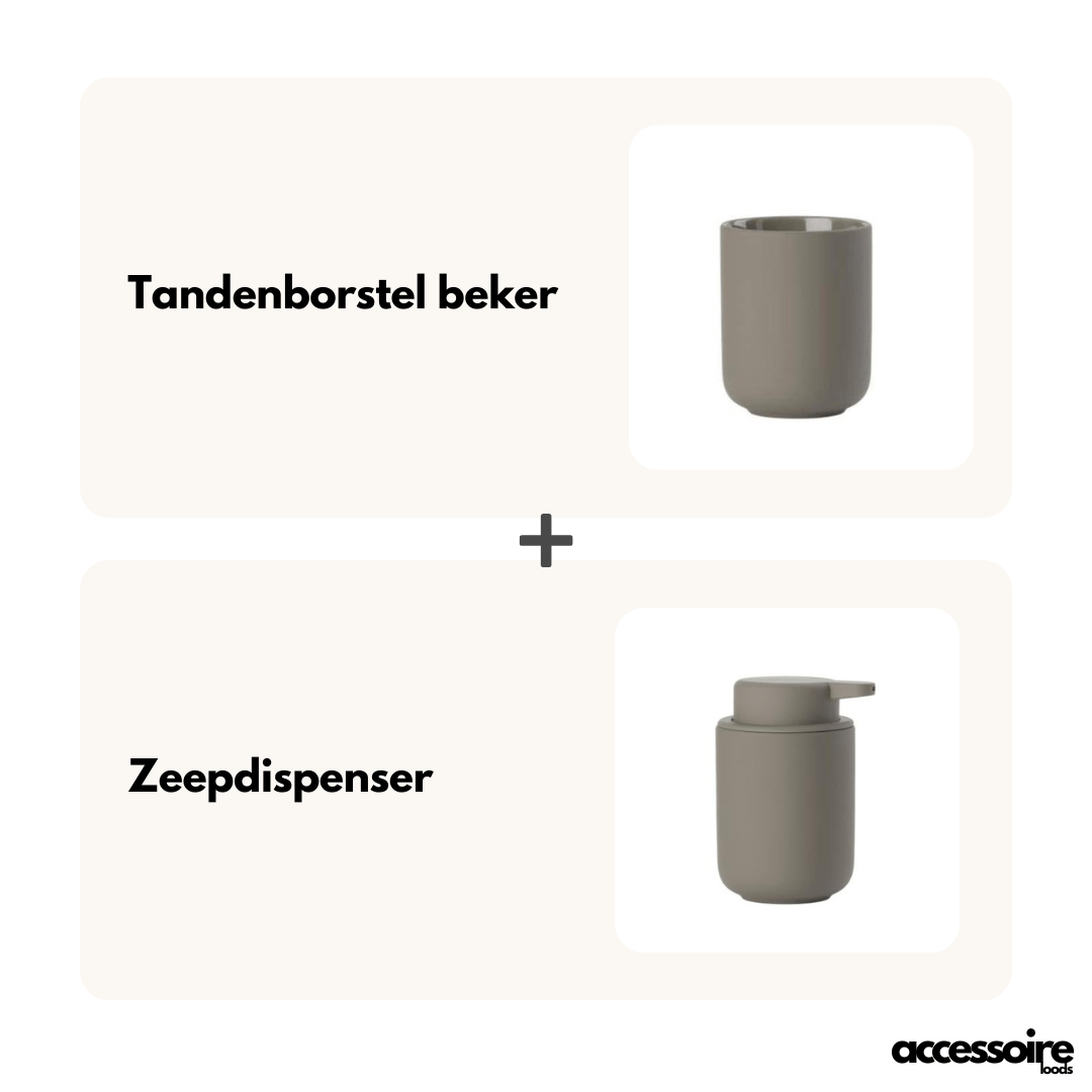 Zone Denmark - UME - Tandenborstel beker + Zeepdispenser voordeel bundel - Zone Denmark - Accessoire Loods