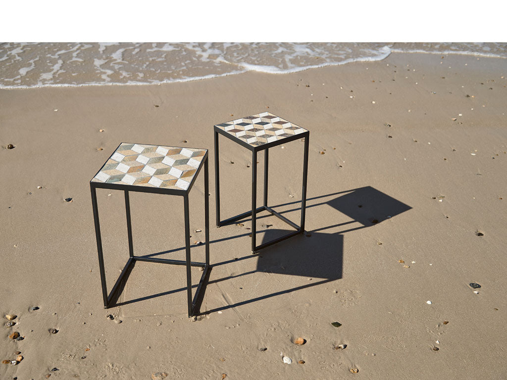 Villa Collection Karv bijzettafelset met stenenblad 32 x 32 x 51 cm