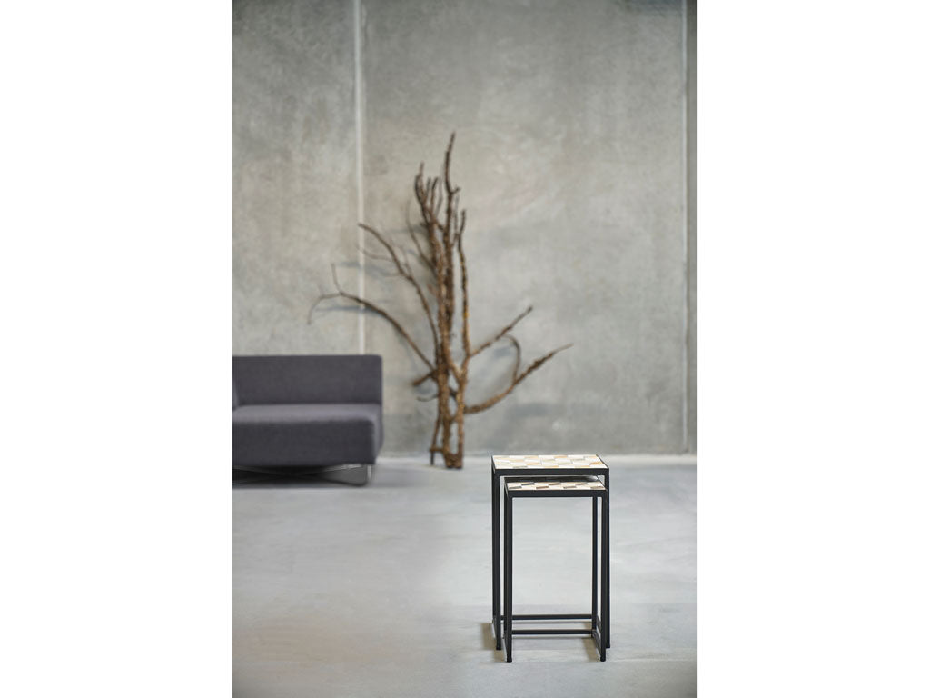 Villa Collection Karv bijzettafelset met stenenblad 32 x 32 x 51 cm