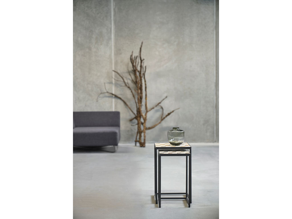 Villa Collection Karv bijzettafelset met stenenblad 32 x 32 x 51 cm