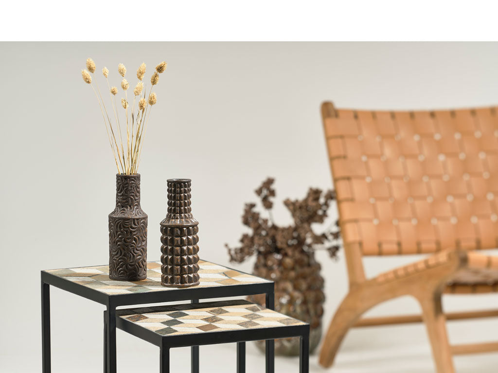Villa Collection Karv bijzettafelset met stenenblad 32 x 32 x 51 cm