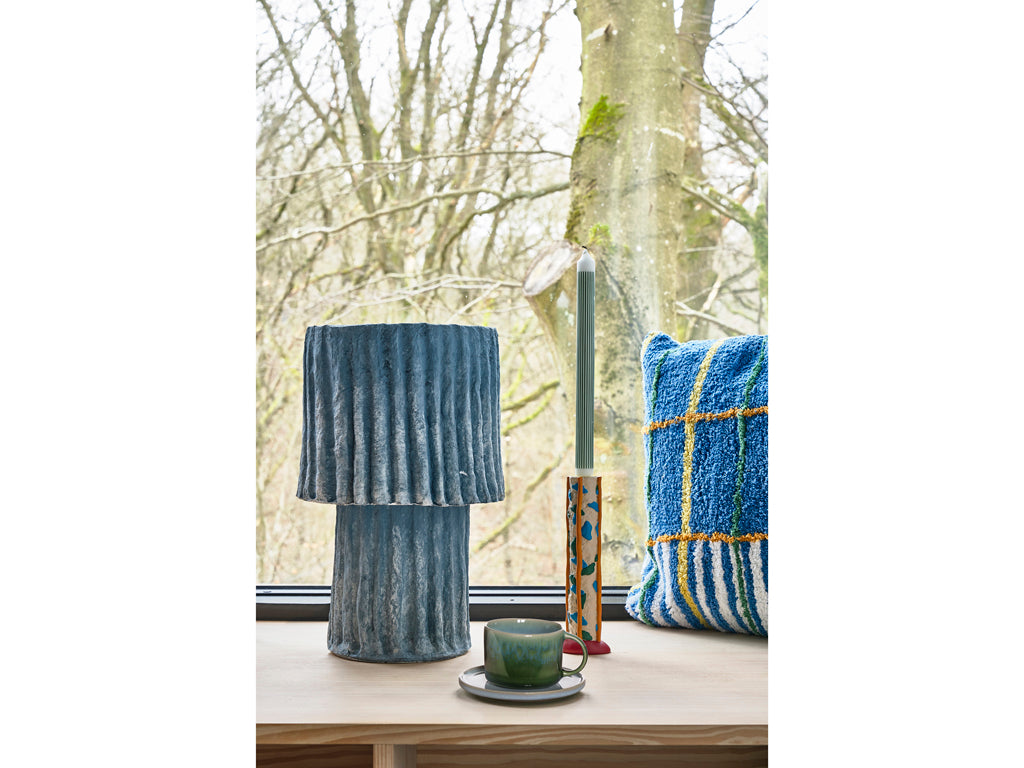 Villa Collection Styles kaarsenstandaard 6 x 5 x 21 cm Blauw/Amber