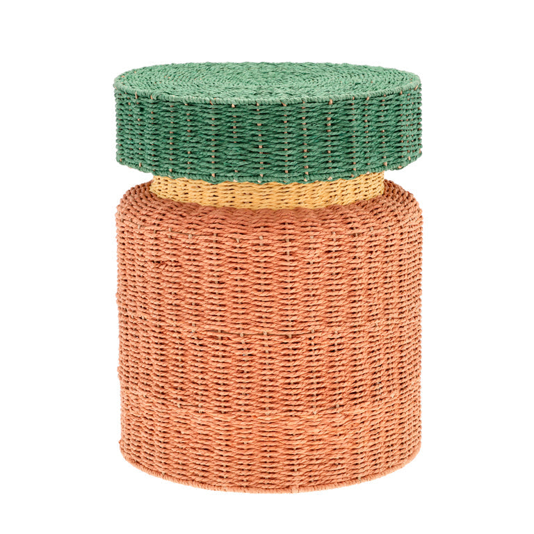 Villa Collection Styles Bijzettafel/Kruk - Dia 40 x 50 cm Amber/Groen