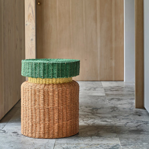 Villa Collection Styles Bijzettafel/Kruk - Dia 40 x 50 cm Amber/Groen