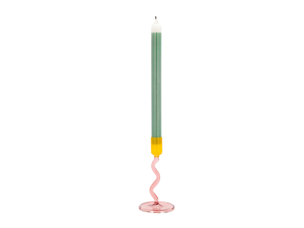Villa Collection Vivid Glazen kaarshouder Dia 8,5 x 15,3 cm Roze/Geel