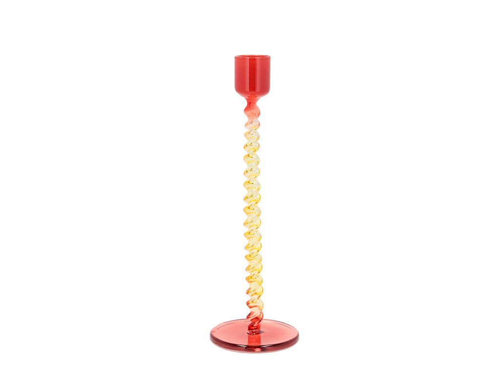 Villa Collection Vivid Glazen kaarshouder Dia 7,4 x 20,3 cm Geel/Rood