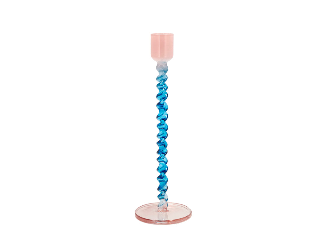 Villa Collection Vivid Glazen kaarshouder Dia 7,4 x 20,3 cm Blauw/Roze