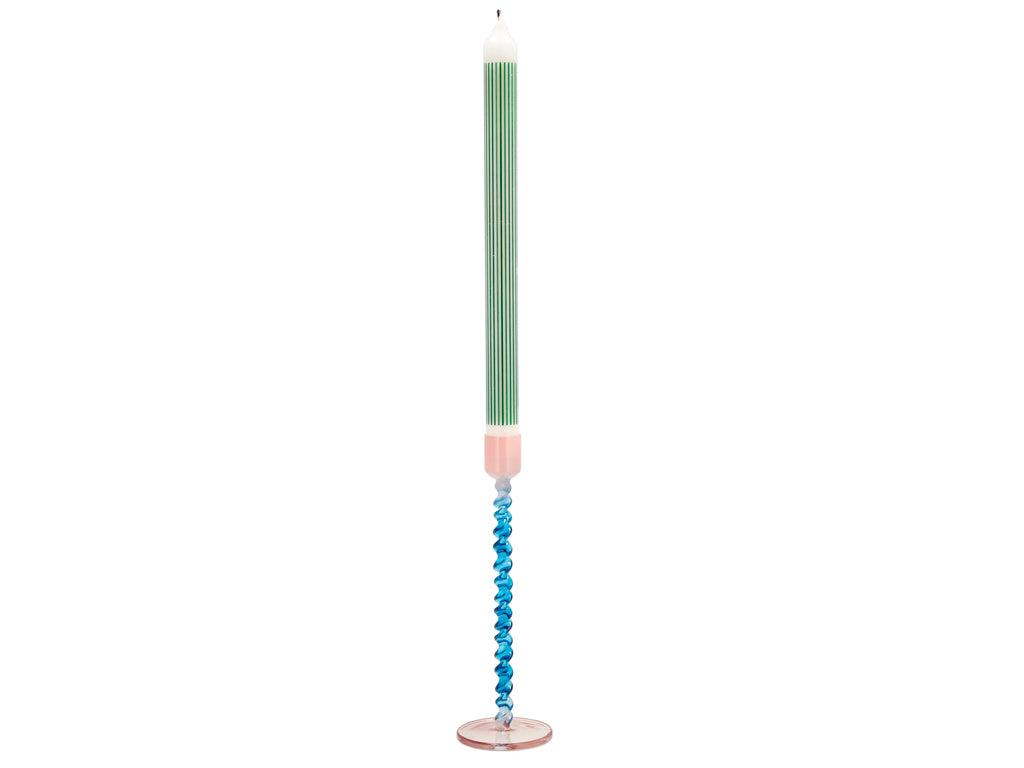 Villa Collection Vivid Glazen kaarshouder Dia 7,4 x 20,3 cm Blauw/Roze