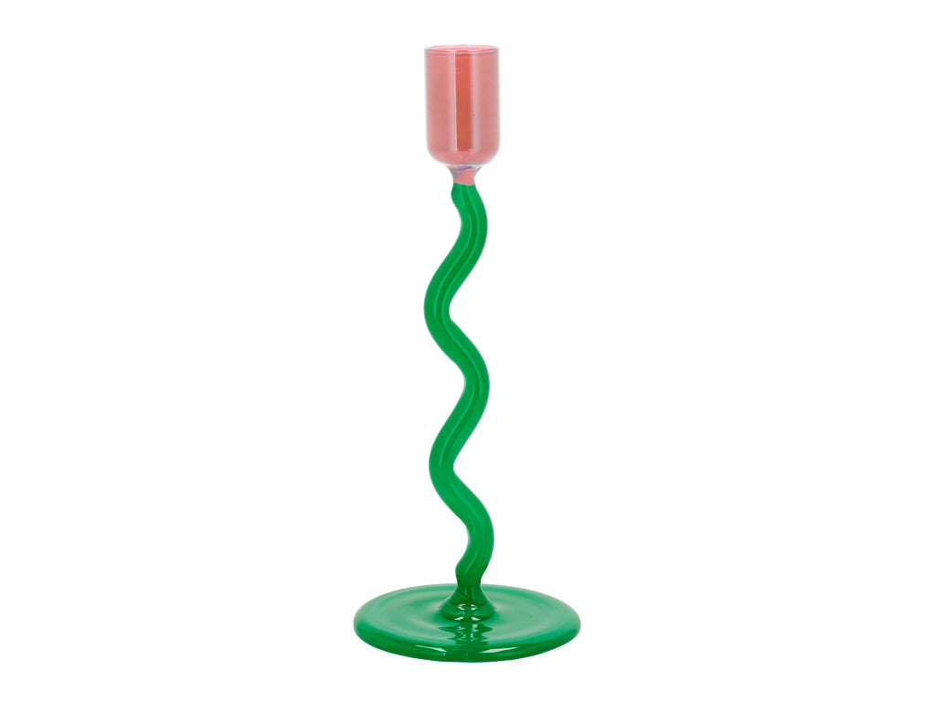 Villa Collection Vivid Glazen kaarshouder Dia 8,5 x 19,6 cm Groen/Roze