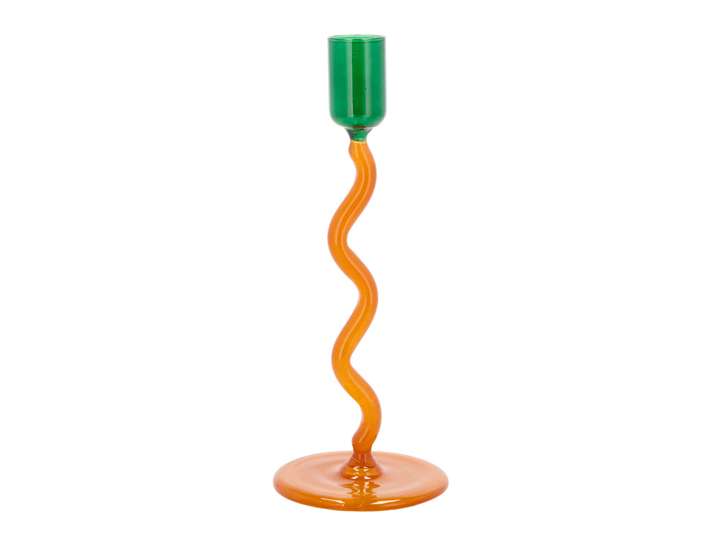 Villa Collection Vivid Glazen kaarshouder Dia 8,5 x 19,6 cm Groen/Amber