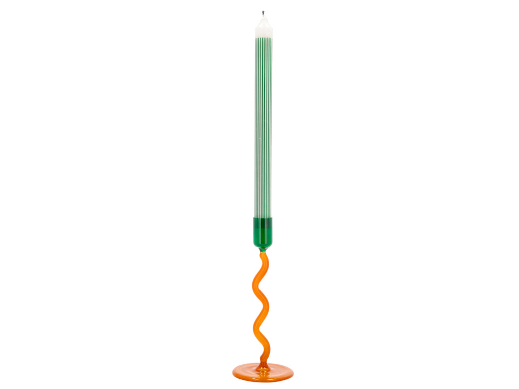Villa Collection Vivid Glazen kaarshouder Dia 8,5 x 19,6 cm Groen/Amber