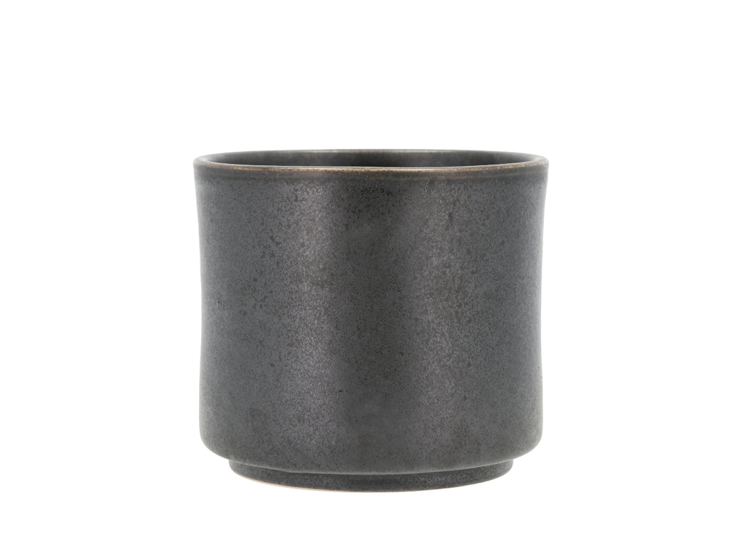 Villa Collection Leer Bloempot Dia 15 x 13 cm Zwart metallic - Accessoire Loods