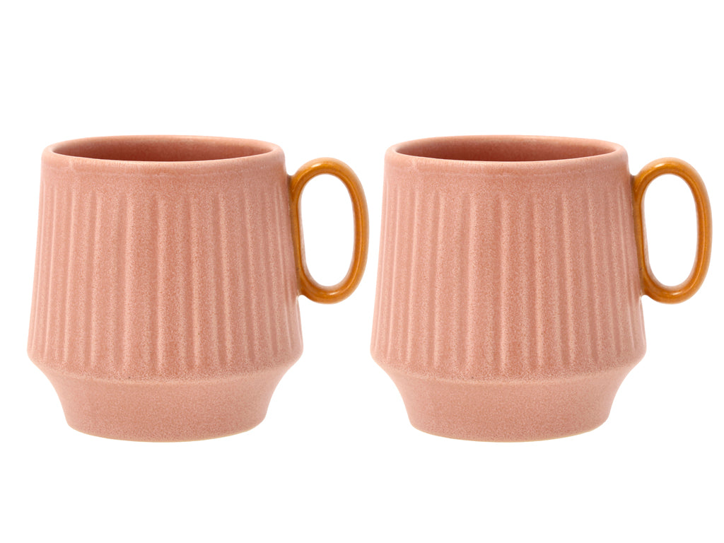 Villa Collection Styles Mok met handvat Dia 11,5 x 9,5 cm 0,3 liter 2 st. Roze/Amber - Accessoire Loods