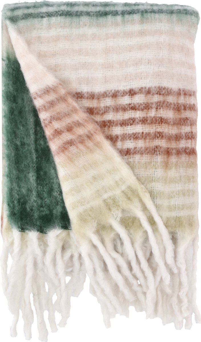 Villa Collection Bliss Plaid 130 x 170 cm Sand/Abrikoos/Roze/Groen - Accessoire Loods