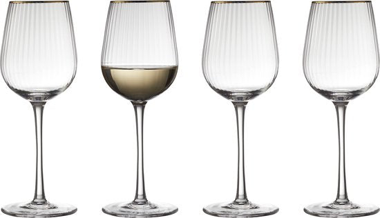 Lyngby Glas - Palermo Gold - Wit wijnglas 30 cl - Set van 4