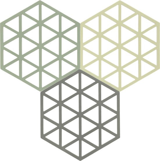 Zone Denmark - Set van 3 onderzetters - Triangles - Rosemary/Matcha/Olive Taupe - Accessoire Loods