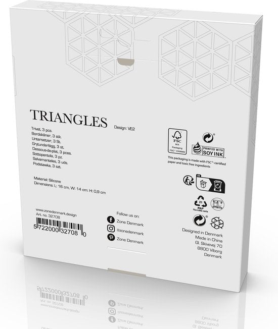 Zone Denmark - Set van 3 onderzetters - Triangles - Rosemary/Matcha/Olive Taupe - Accessoire Loods