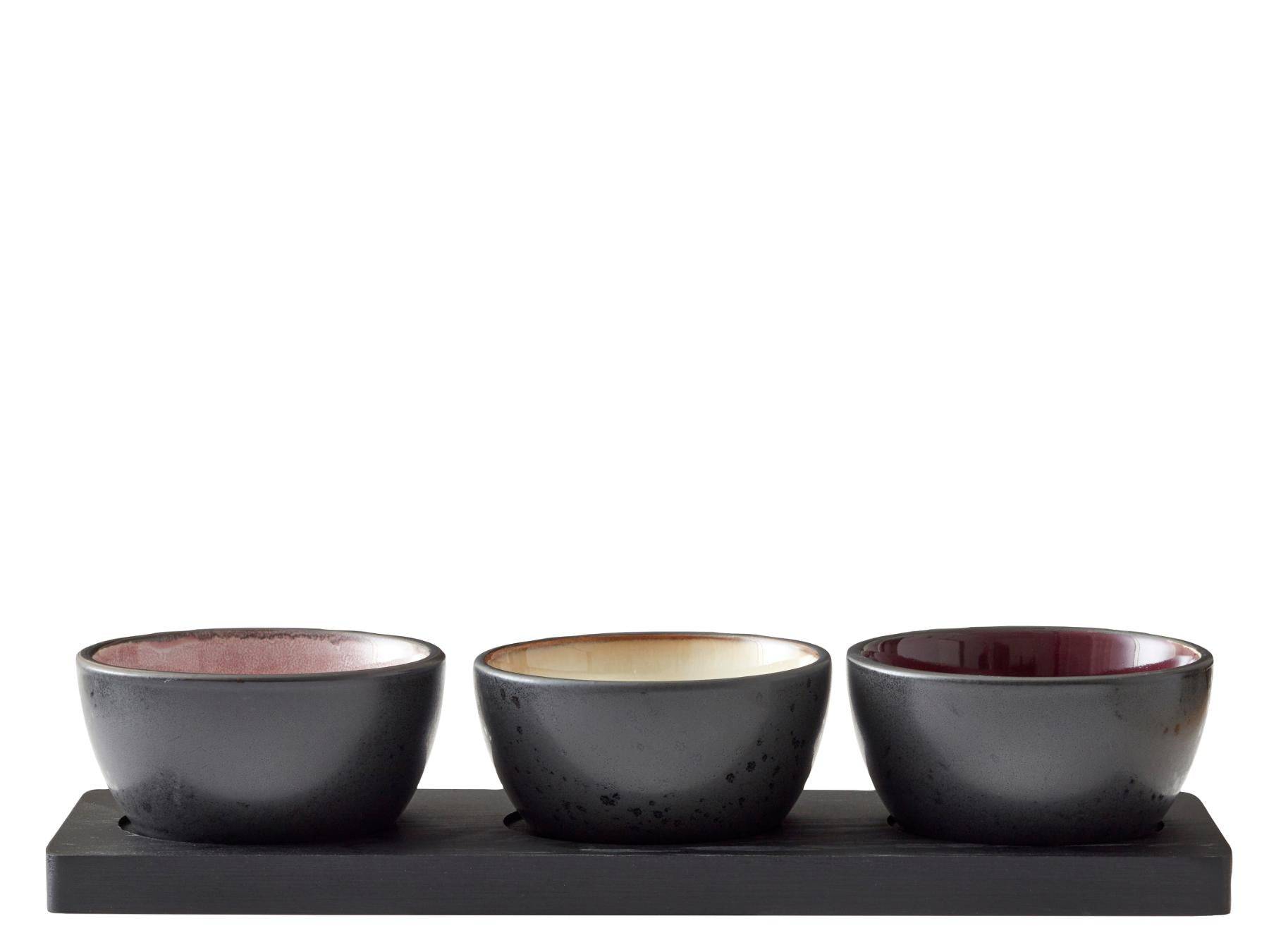 Serveerschaal met 3 schaaltjes (10 cm diameter) + serveertray - Lila, Lichtroze, Crème - BITZ - Accessoire Loods