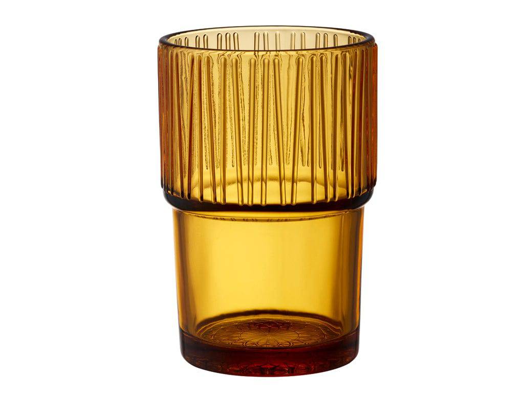 Bitz Waterglas Kusintha 280 ml - kleur Amber - set van 4 stuks - stapelbaar - Accessoire Loods