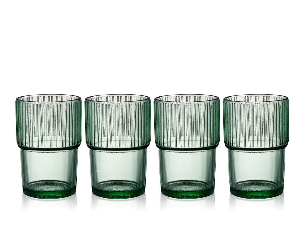 Bitz Waterglas Kusintha 280 ml - kleur Groen - set van 4 stuks - stapelbaar - Accessoire Loods
