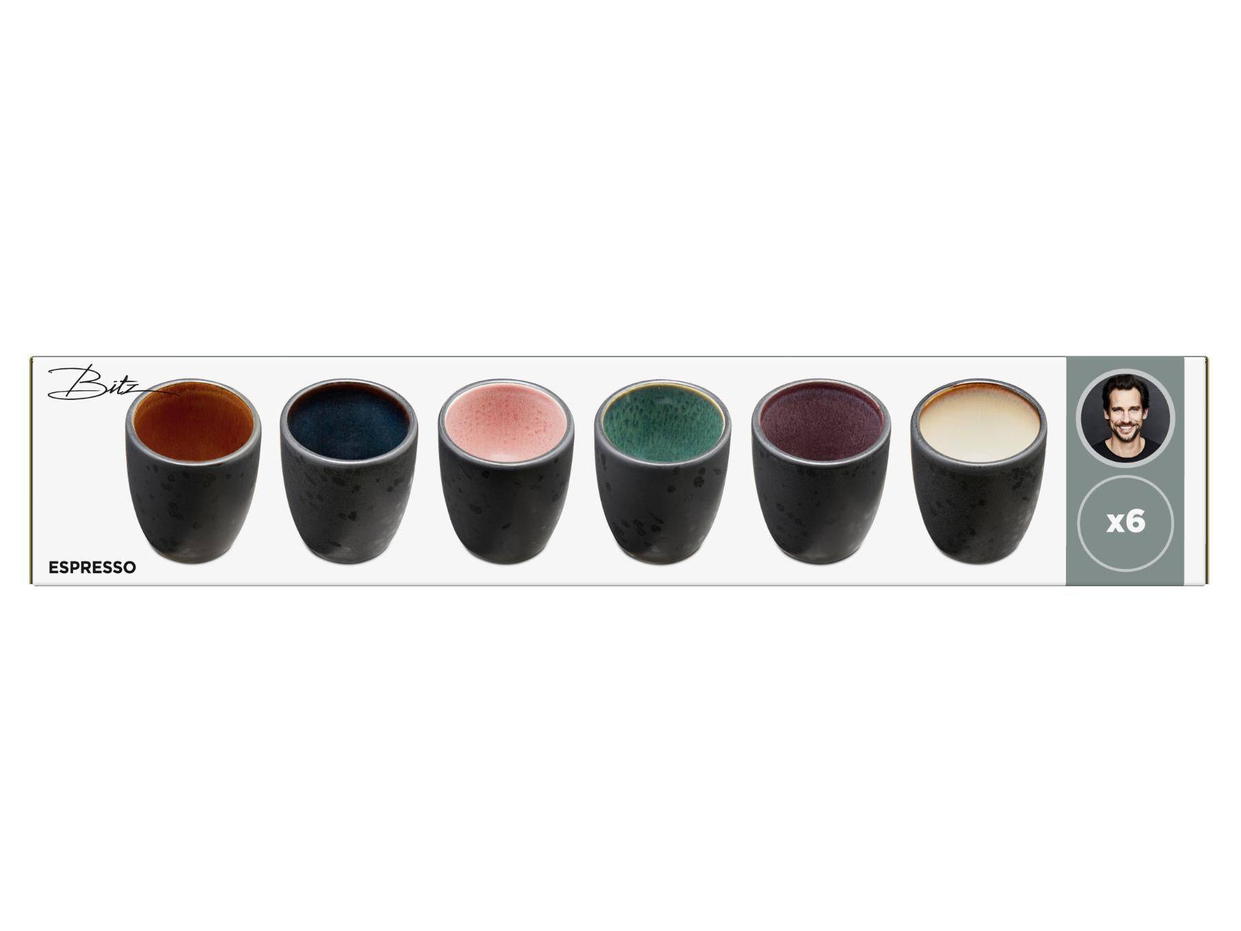 Bitz Espressokop Black Assorti - Zwart 90 ml - set van 6 stuks (in prachtige geschenk verpakking) - Accessoire Loods