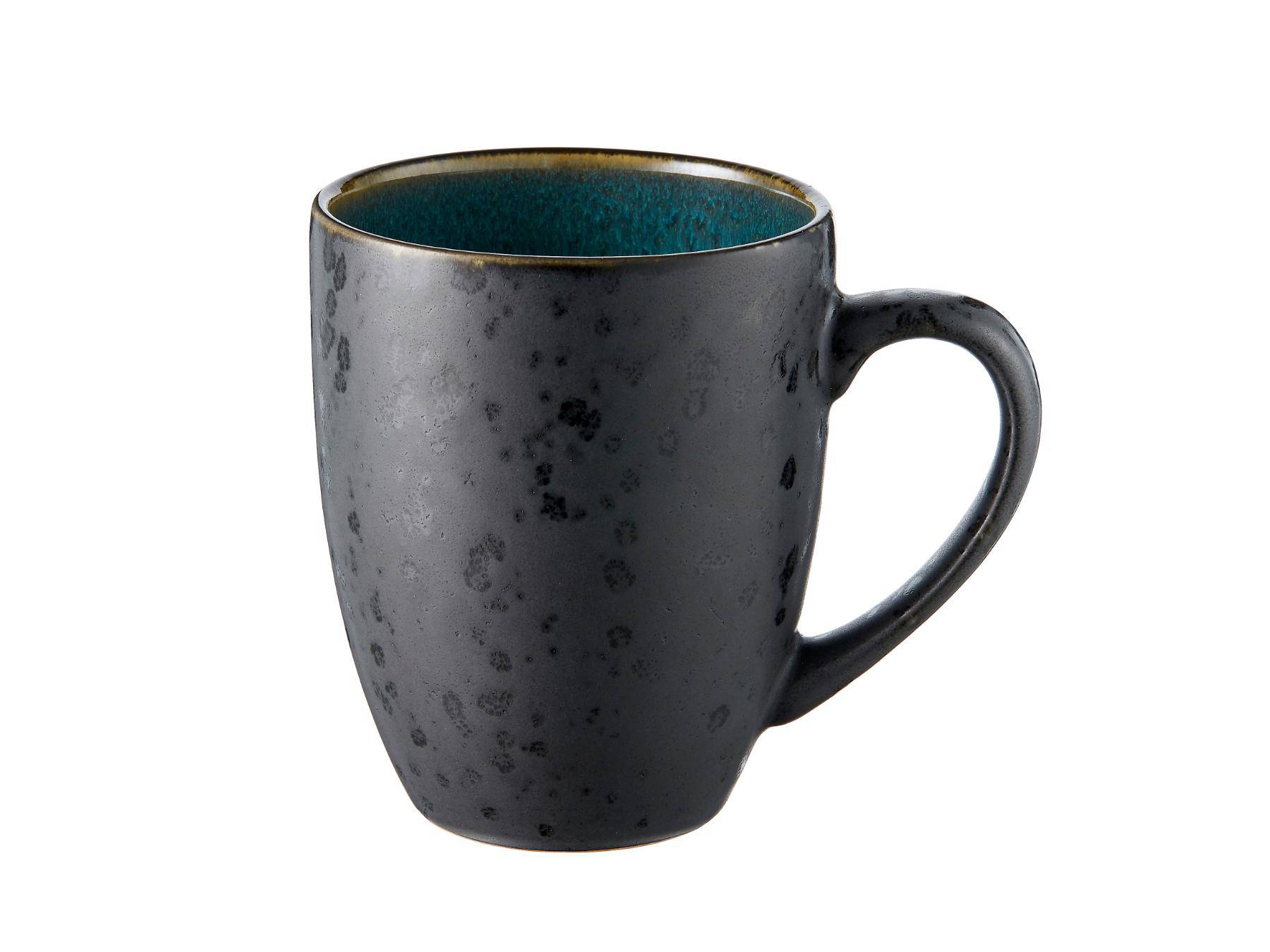 Bitz koffie / thee) mok (300ml) van zwart aardewerk met (donker) gekleurde binnenkant (4-Delig) - Accessoire Loods