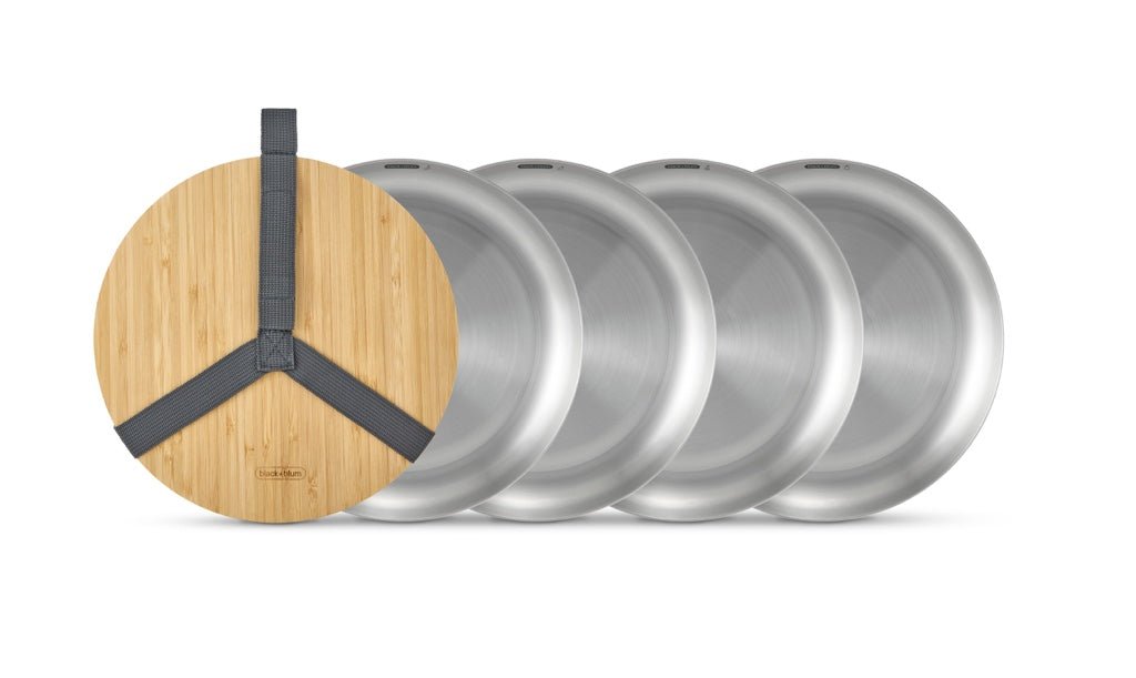 Black+Blum Stainless Steel Plate - RVS borden set van 4 - Black+Blum - Accessoire Loods