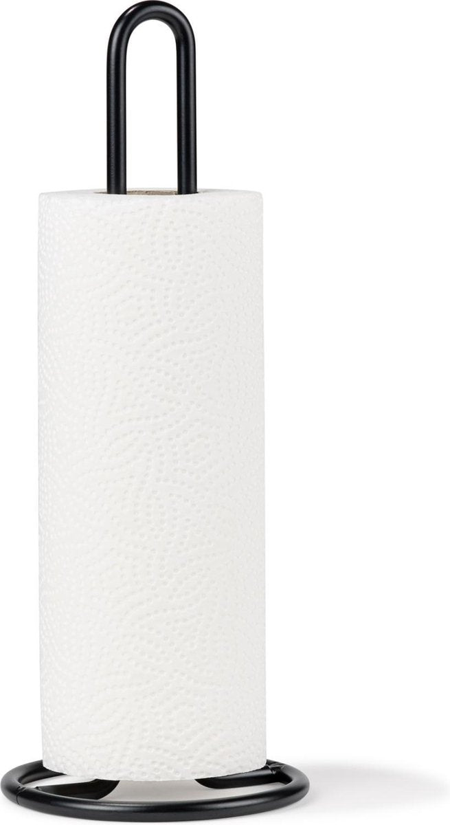 Keukenrolhouder mat zwart staal - 31,5cm hoog